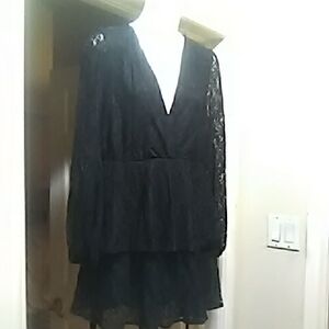 💲1⃣0⃣▶Elegant Black Long Sleeve Lace Dress